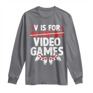 Valentines Day Gamers Long Sleeve Shirt V Is For Video Games TS10 Charcoal Print Your Wear