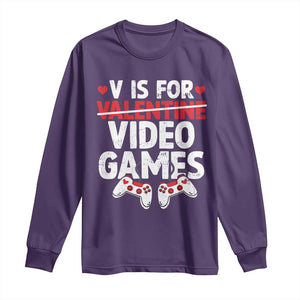 Valentines Day Gamers Long Sleeve Shirt V Is For Video Games TS10 Purple Print Your Wear