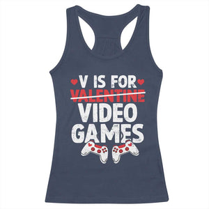 Valentines Day Gamers Racerback Tank Top V Is For Video Games TS10 Navy Print Your Wear