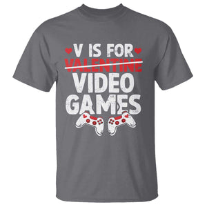 Valentines Day Gamers T Shirt V Is For Video Games TS10 Charcoal Print Your Wear