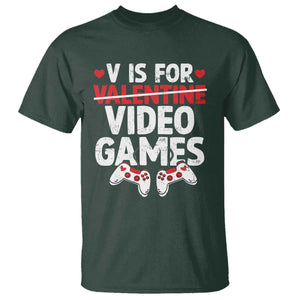 Valentines Day Gamers T Shirt V Is For Video Games TS10 Dark Forest Green Print Your Wear