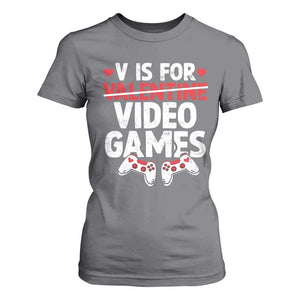 Valentines Day Gamers T Shirt For Women V Is For Video Games TS10 Charcoal Print Your Wear