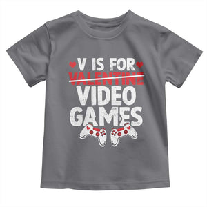 Valentines Day Gamers Toddler T Shirt V Is For Video Games TS10 Charcoal Print Your Wear