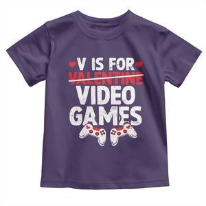 Valentines Day Gamers Toddler T Shirt V Is For Video Games TS10 Purple Print Your Wear