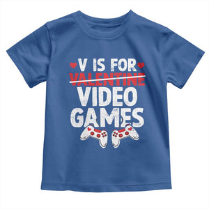 Valentines Day Gamers Toddler T Shirt V Is For Video Games TS10 Royal Blue Print Your Wear