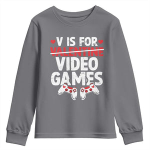 Valentines Day Gamers Youth Sweatshirt V Is For Video Games TS10 Charcoal Print Your Wear