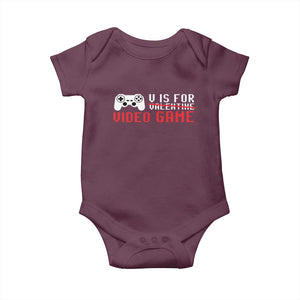 Valentines Day Gamers Baby Onesie V Is For Video Games Gamer TS10 Maroon Print Your Wear