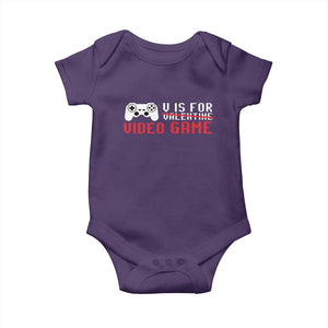 Valentines Day Gamers Baby Onesie V Is For Video Games Gamer TS10 Purple Print Your Wear