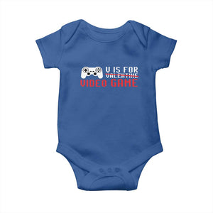 Valentines Day Gamers Baby Onesie V Is For Video Games Gamer TS10 Royal Blue Print Your Wear