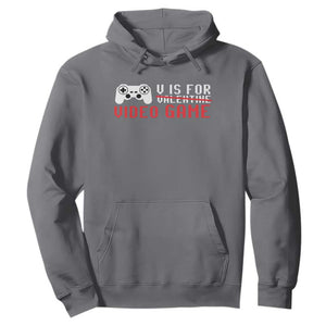 Valentines Day Gamers Hoodie V Is For Video Games Gamer TS10 Charcoal Print Your Wear