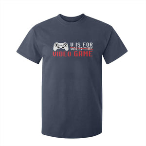 Valentines Day Gamers T Shirt For Kid V Is For Video Games Gamer TS10 Navy Print Your Wear