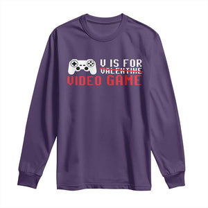 Valentines Day Gamers Long Sleeve Shirt V Is For Video Games Gamer TS10 Purple Print Your Wear