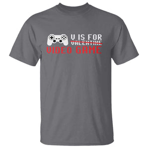 Valentines Day Gamers T Shirt V Is For Video Games Gamer TS10 Charcoal Print Your Wear