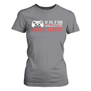 Valentines Day Gamers T Shirt For Women V Is For Video Games Gamer TS10 Charcoal Print Your Wear