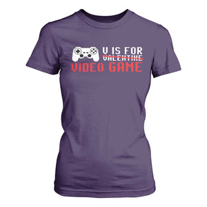 Valentines Day Gamers T Shirt For Women V Is For Video Games Gamer TS10 Purple Print Your Wear