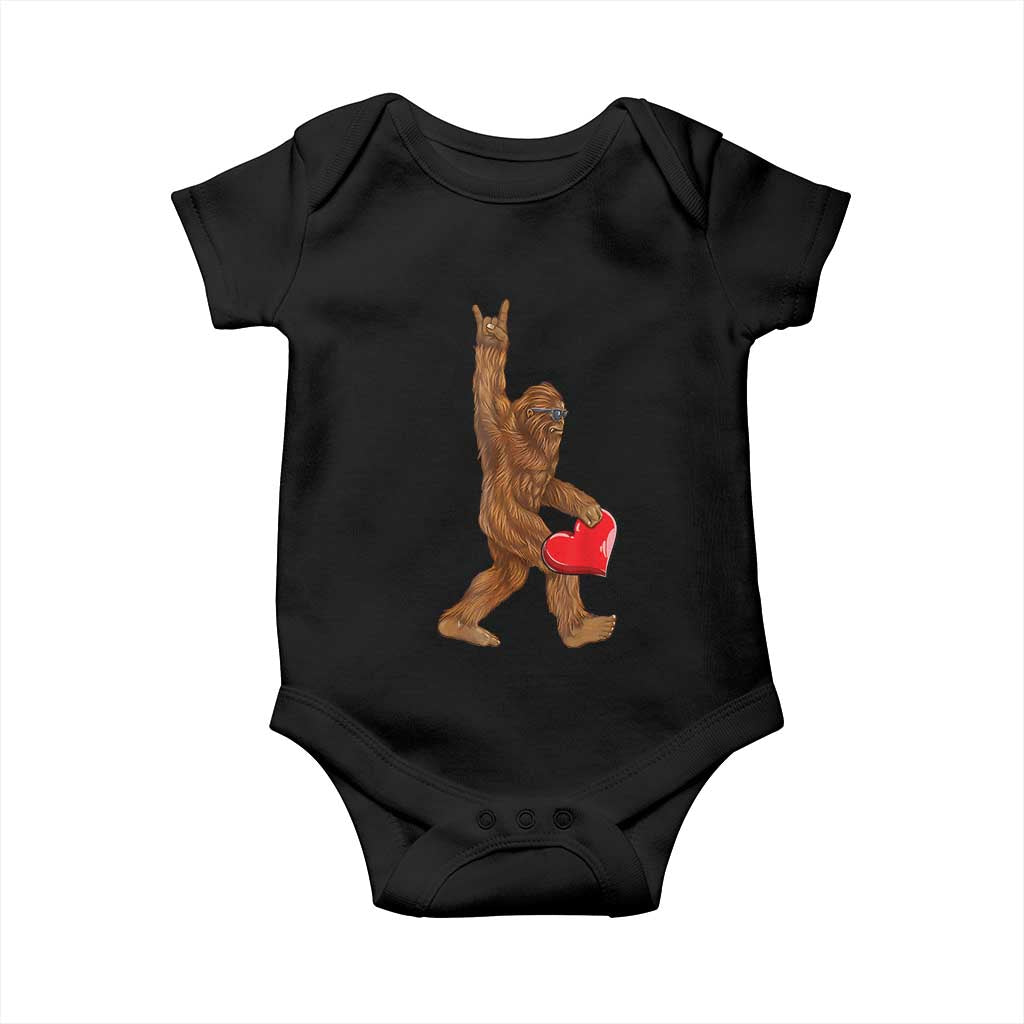 Bigfoot Heart Valentines Day Baby Onesie Boys Men Kids Love Sasquatch Lovers TS10 Black Print Your Wear