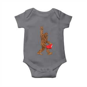 Bigfoot Heart Valentines Day Baby Onesie Boys Men Kids Love Sasquatch Lovers TS10 Charcoal Print Your Wear