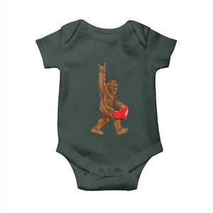 Bigfoot Heart Valentines Day Baby Onesie Boys Men Kids Love Sasquatch Lovers TS10 Dark Forest Green Print Your Wear