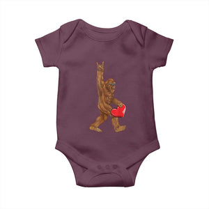 Bigfoot Heart Valentines Day Baby Onesie Boys Men Kids Love Sasquatch Lovers TS10 Maroon Print Your Wear