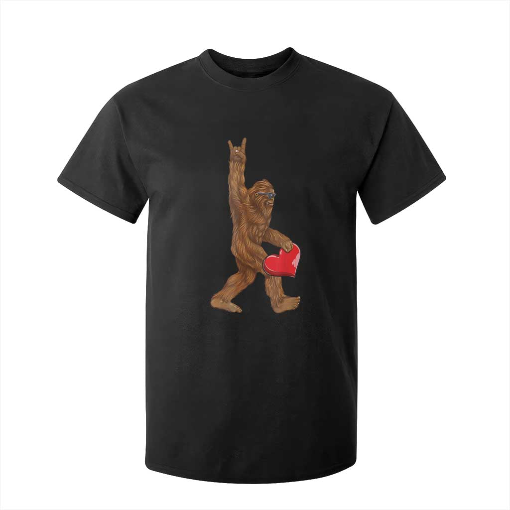 Bigfoot Heart Valentines Day T Shirt For Kid Boys Men Kids Love Sasquatch Lovers TS10 Black Print Your Wear