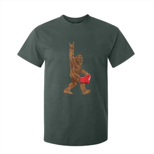 Bigfoot Heart Valentines Day T Shirt For Kid Boys Men Kids Love Sasquatch Lovers TS10 Dark Forest Green Print Your Wear