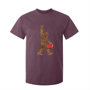 Bigfoot Heart Valentines Day T Shirt For Kid Boys Men Kids Love Sasquatch Lovers TS10 Maroon Print Your Wear