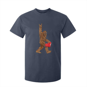 Bigfoot Heart Valentines Day T Shirt For Kid Boys Men Kids Love Sasquatch Lovers TS10 Navy Print Your Wear