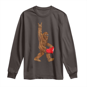 Bigfoot Heart Valentines Day Long Sleeve Shirt Boys Men Kids Love Sasquatch Lovers TS10 Dark Chocolate Print Your Wear