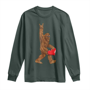 Bigfoot Heart Valentines Day Long Sleeve Shirt Boys Men Kids Love Sasquatch Lovers TS10 Dark Forest Green Print Your Wear