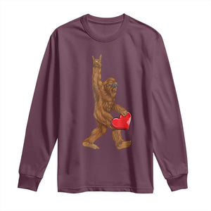 Bigfoot Heart Valentines Day Long Sleeve Shirt Boys Men Kids Love Sasquatch Lovers TS10 Maroon Print Your Wear