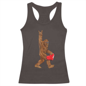 Bigfoot Heart Valentines Day Racerback Tank Top Boys Men Kids Love Sasquatch Lovers TS10 Dark Chocolate Print Your Wear