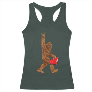 Bigfoot Heart Valentines Day Racerback Tank Top Boys Men Kids Love Sasquatch Lovers TS10 Dark Forest Green Print Your Wear