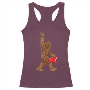 Bigfoot Heart Valentines Day Racerback Tank Top Boys Men Kids Love Sasquatch Lovers TS10 Maroon Print Your Wear