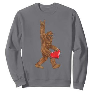 Bigfoot Heart Valentines Day Sweatshirt Boys Men Kids Love Sasquatch Lovers TS10 Charcoal Print Your Wear