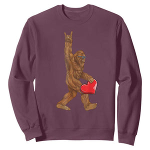 Bigfoot Heart Valentines Day Sweatshirt Boys Men Kids Love Sasquatch Lovers TS10 Maroon Print Your Wear