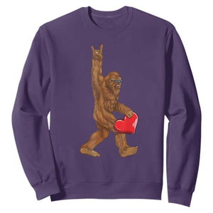 Bigfoot Heart Valentines Day Sweatshirt Boys Men Kids Love Sasquatch Lovers TS10 Purple Print Your Wear