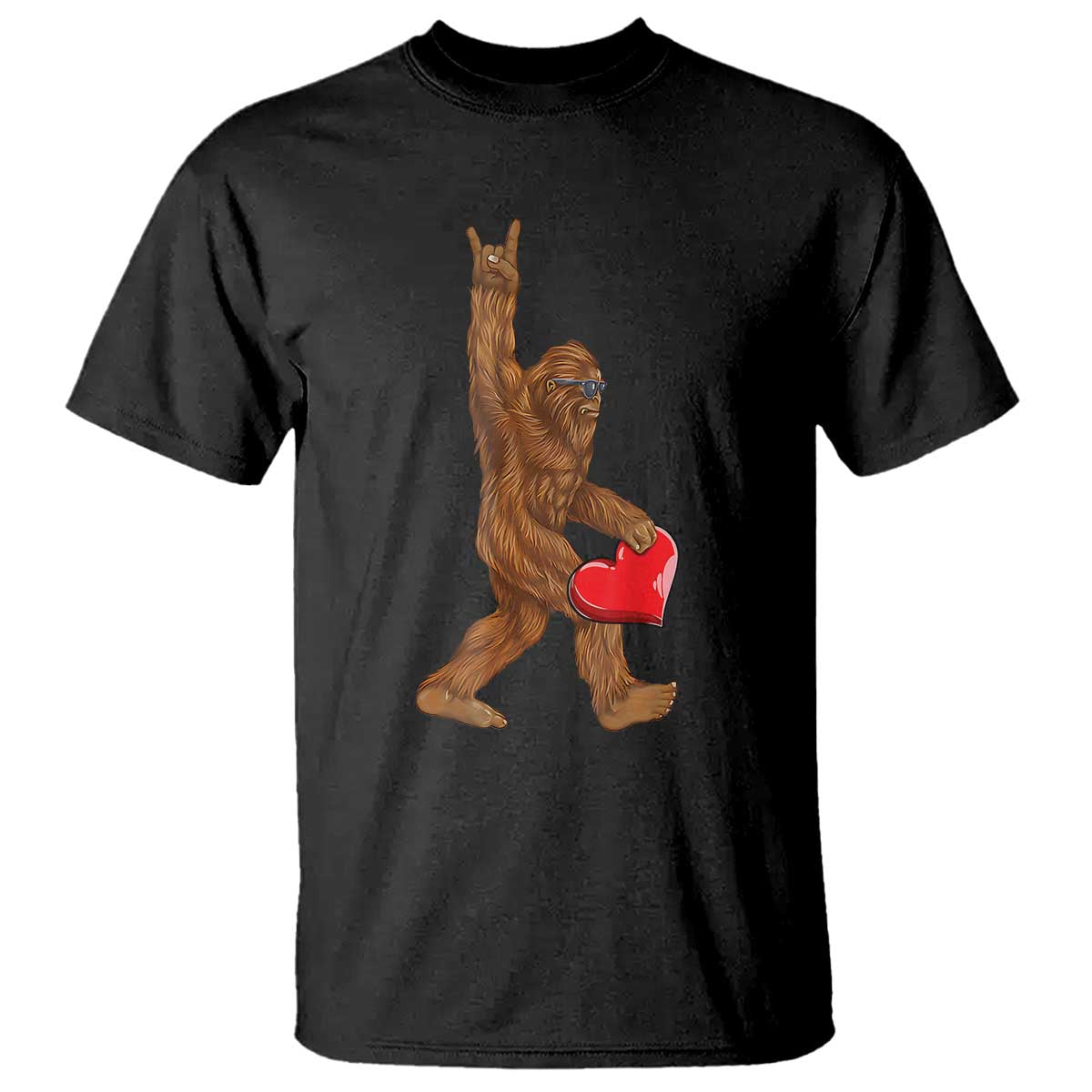 Bigfoot Heart Valentines Day T Shirt Boys Men Kids Love Sasquatch Lovers TS10 Black Print Your Wear