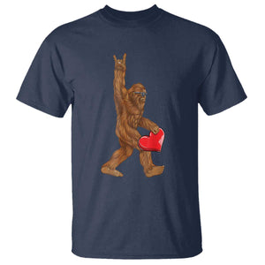 Bigfoot Heart Valentines Day T Shirt Boys Men Kids Love Sasquatch Lovers TS10 Navy Print Your Wear