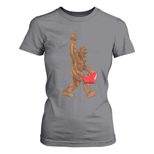 Bigfoot Heart Valentines Day T Shirt For Women Boys Men Kids Love Sasquatch Lovers TS10 Charcoal Print Your Wear