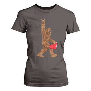 Bigfoot Heart Valentines Day T Shirt For Women Boys Men Kids Love Sasquatch Lovers TS10 Dark Chocolate Print Your Wear