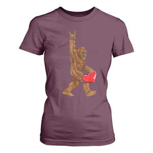 Bigfoot Heart Valentines Day T Shirt For Women Boys Men Kids Love Sasquatch Lovers TS10 Maroon Print Your Wear