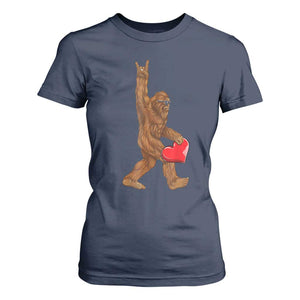 Bigfoot Heart Valentines Day T Shirt For Women Boys Men Kids Love Sasquatch Lovers TS10 Navy Print Your Wear