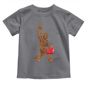 Bigfoot Heart Valentines Day Toddler T Shirt Boys Men Kids Love Sasquatch Lovers TS10 Charcoal Print Your Wear