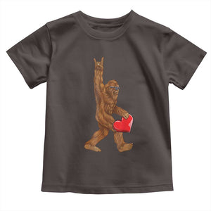 Bigfoot Heart Valentines Day Toddler T Shirt Boys Men Kids Love Sasquatch Lovers TS10 Dark Chocolate Print Your Wear