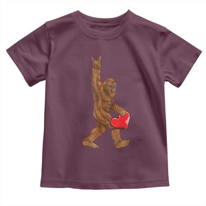 Bigfoot Heart Valentines Day Toddler T Shirt Boys Men Kids Love Sasquatch Lovers TS10 Maroon Print Your Wear