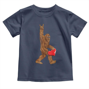 Bigfoot Heart Valentines Day Toddler T Shirt Boys Men Kids Love Sasquatch Lovers TS10 Navy Print Your Wear