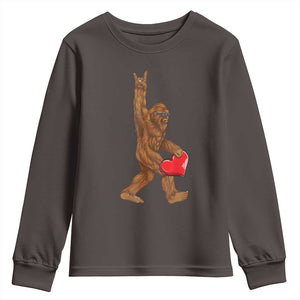 Bigfoot Heart Valentines Day Youth Sweatshirt Boys Men Kids Love Sasquatch Lovers TS10 Dark Chocolate Print Your Wear