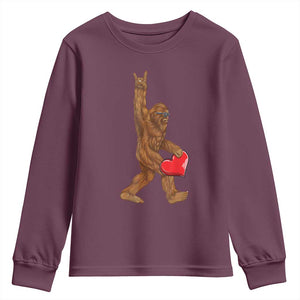 Bigfoot Heart Valentines Day Youth Sweatshirt Boys Men Kids Love Sasquatch Lovers TS10 Maroon Print Your Wear