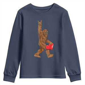 Bigfoot Heart Valentines Day Youth Sweatshirt Boys Men Kids Love Sasquatch Lovers TS10 Navy Print Your Wear