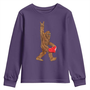 Bigfoot Heart Valentines Day Youth Sweatshirt Boys Men Kids Love Sasquatch Lovers TS10 Purple Print Your Wear